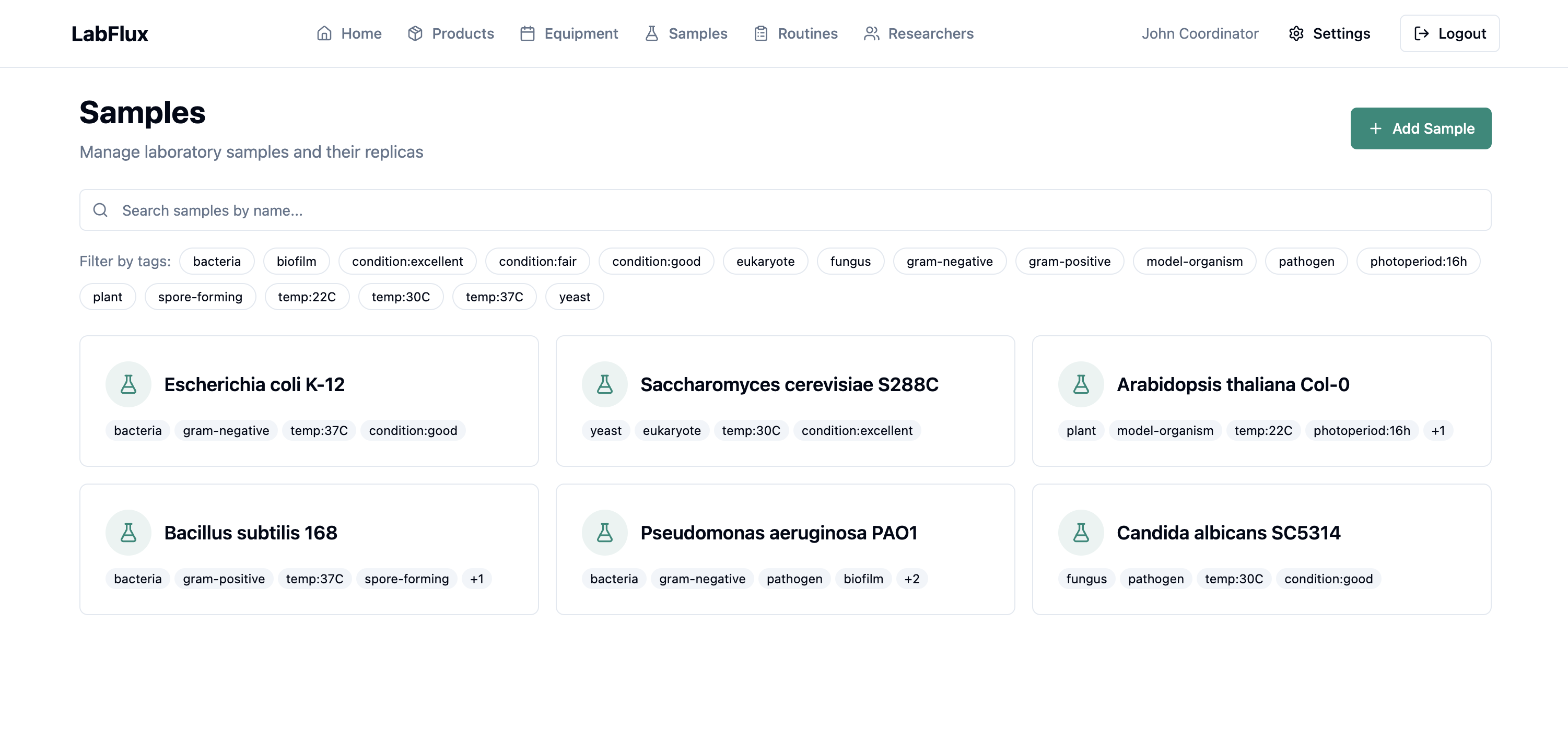 Controle de Amostras